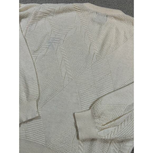 Vintage Men's Cream Jantzen 3D Texture Grandpa Embroidered Golf Sweater Large - Picture 6 of 8